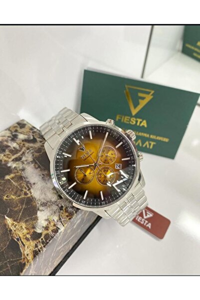 Fiesta ÇELİK KASA KORDON İÇİ SARI ERKEK KOL SAATİ