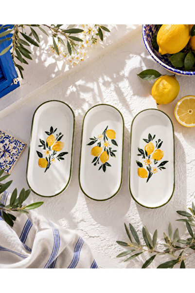 Yasvera Ceramics 3’lü Oval sunum tabağı