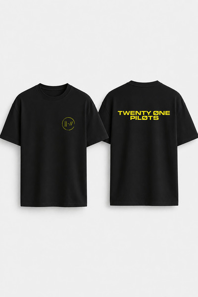 cesita تي شيرت أسود كبير الحجم مطبوع عليه Twenty One Pilots