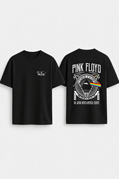 cesita Crna majica kratkih rukava sa širokim izrezom i printom Pink Floyd