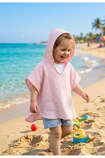Home Cotton Muslin Baby Kids Poncho Sea Pool Beach Hooded Towel