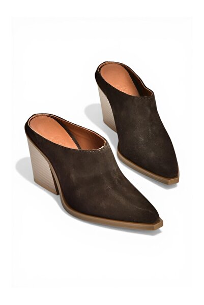 LC Waikiki Nevavm Brown Women's Heeled Slippers with Difference in Color U654...