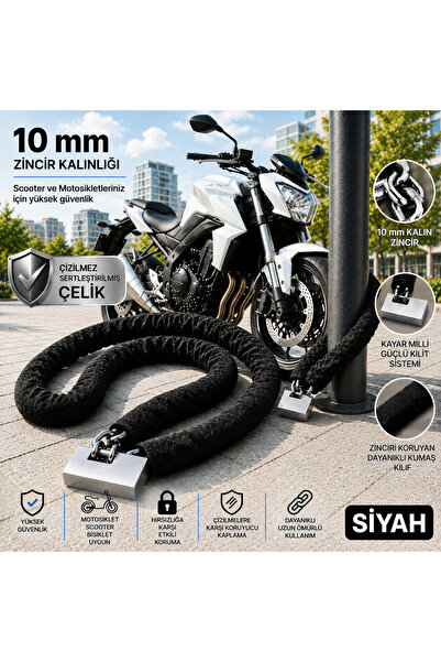 beneficio 10 mm 3 Metre Kesilmez Motosiklet Zinciri Motor Kilidi Scooter Güve...