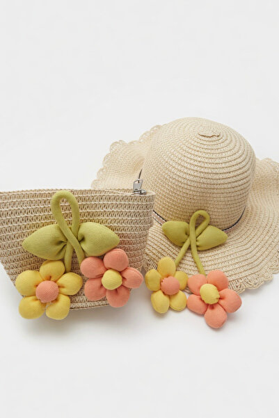 Mollycrush Summer Gift Girl's Beige Straw Hat and Bag Set |   Bohemian Style ...