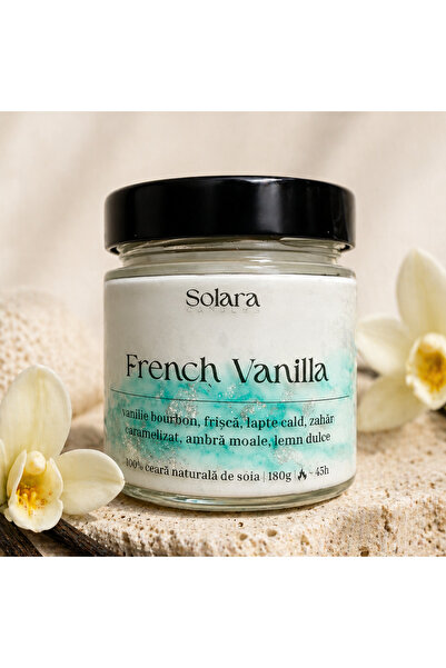 Solara Candles FRENCH VANILLA, verde, 180g, ardere 45 h, lumanare parfumata d...