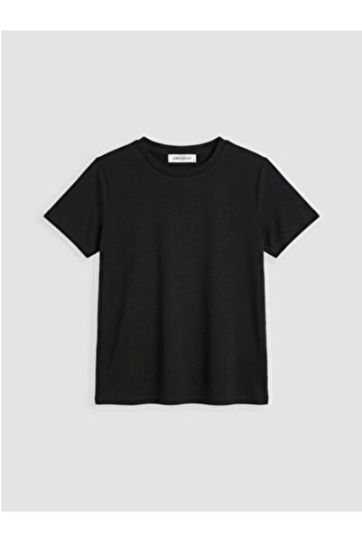 LC Waikiki New Season Black Crew Neck Soft Touch Women's T-Shirt