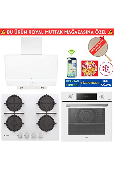 Hoover LORETO Telefon Bağlantılı Beyaz Cam Ankastre Set (HO3158W+ Cand-y CVG6...
