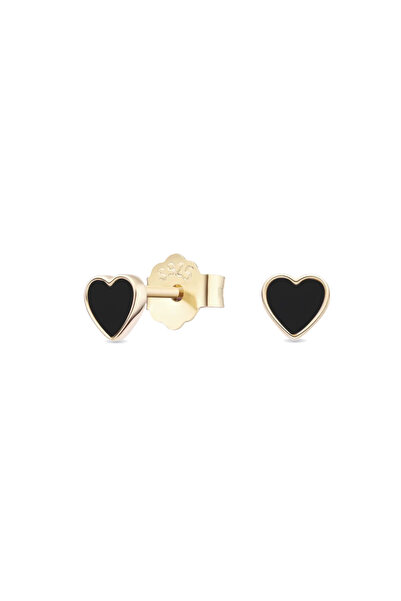 Lisa&Co. Cercei Argint Black Heart M Argint placat cu aur galben / Email / negru