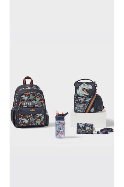 SMIGGLE Playtime 4-Piece Dino School Bag Set (Bag, Water Bottle, Lunch Box, W...
