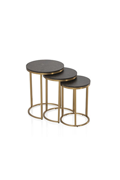 Midas Furniture WOODEN AND METAL NESTED TABLE 3PCS 45X45X58 CM GOLD