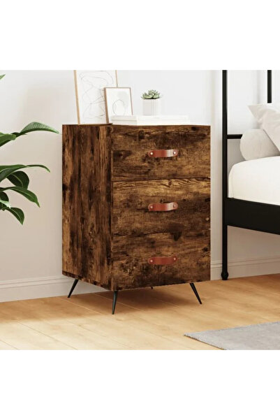 vidaxl Κομοδίνο Καπνιστή Δρυς 40 x 40 x 66 εκ. από Επεξεργασμένο Ξύλο
