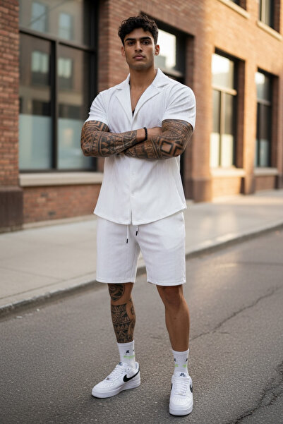 dehaine Summer set for men, shirt + shorts, men's short tracksuit C333A