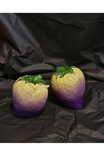 BY.RAYKA PORSELEN El Dekor Strawberry Porcelain Hand-Painted Salt and Pepper ...