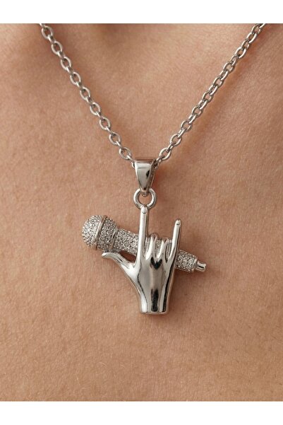 lotusbybuket Çelik Silver/Gümüş mikrofon temalı kolye