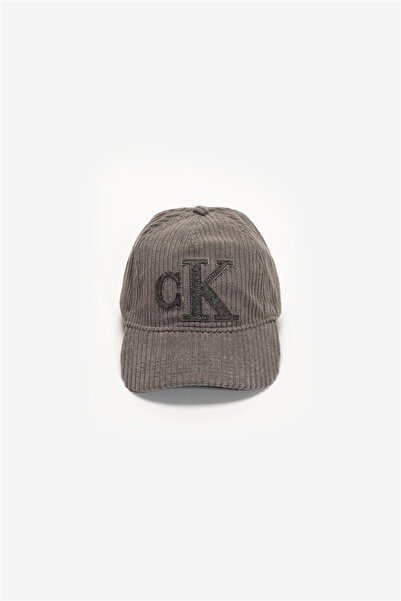 Calvin Klein Felt Monogram Patch Cap Erkek Baseball Şapka Gri