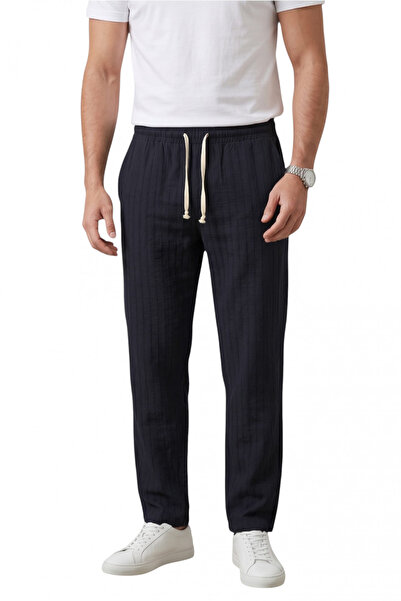 DeepSEA Pantaloni sport de vară pentru bărbați, albastru marin, cu textură în...