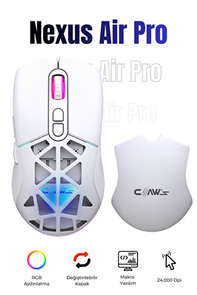 Claw's Nexus Air Pro Kablosuz 24.000 Dpi Pixart PMW3311 Sensör Makro Yazılıml...