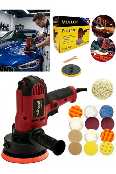 Alman Wax Motor Korumalı Metal Şanzıman Devir Ayarlı Zımpra Pasta Cila Polisaj Makinesi 15 pcs Set