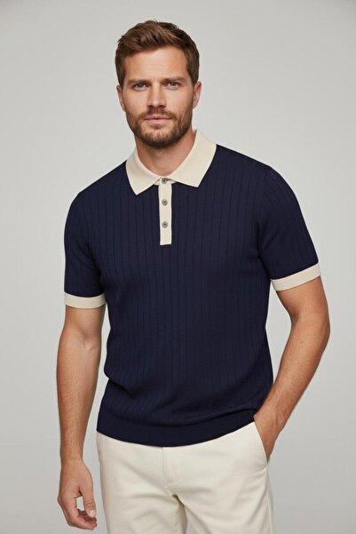 Sarar İnterview Polo Yaka Rayon İnce Triko Koyu Lacivert T-Shirt
