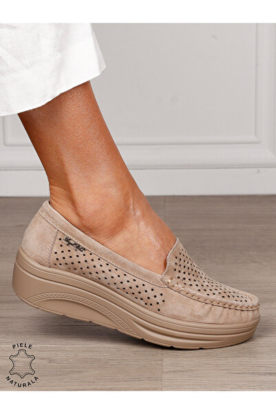 ANGEL BLUE Women's Genuine Leather MOCCASINS CRL1579 KHAKI