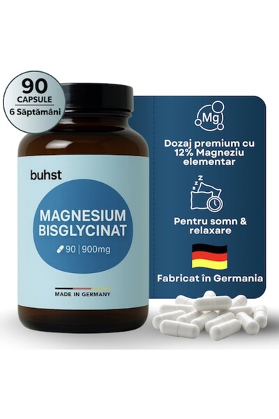 buhst Supliment Alimentar Magneziu Bisglicinat, BUHST® Premium, 90 Capsule Ve...