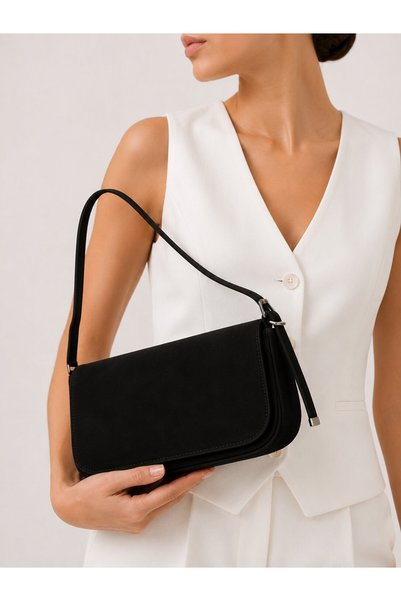 World Star Black Suede Women's Shoulder and Shoulder Bag