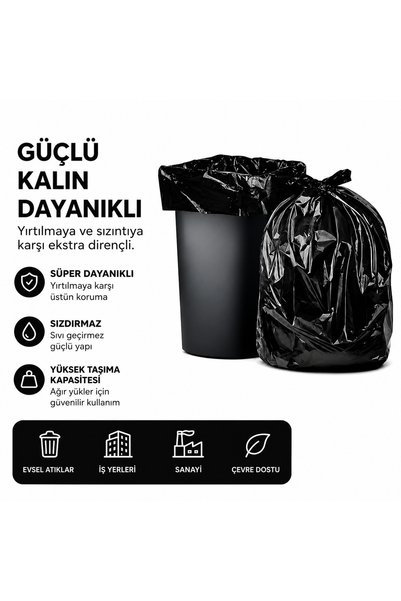 MSE HOLD Çöp Poşeti 100x150 Hantal Boy 3 Rulo 30 Adet Kalın Sızdırmaz Çöp Torbası