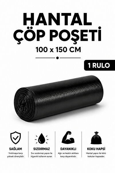 MSE HOLD Çöp Poşeti 100x150 Hantal Boy 1 Rulo 10 Adet Kalın Sızdırmaz Çöp Tor...