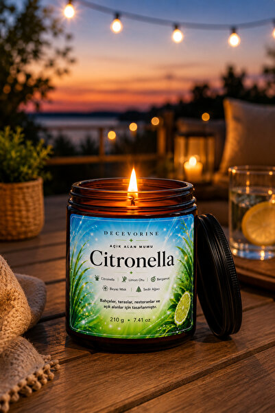 Decevorine Citronella Sivrisinek kovucu Mum Limon Otu Destekli / Açık alan mu...