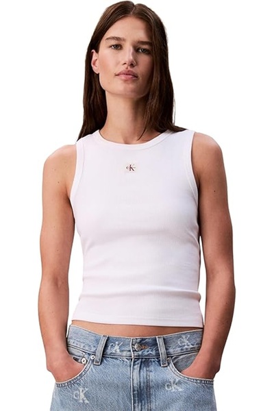 Calvin Klein WOVEN LABEL 2X2 BABY RIB TANK kadın tshirt