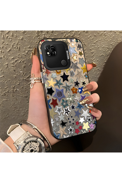 PATTERNOVA Redmi 9C/10A Uyumlu Yüksek Kaliteli Yıldız ve Ay Desenli Kılıf, Gü...