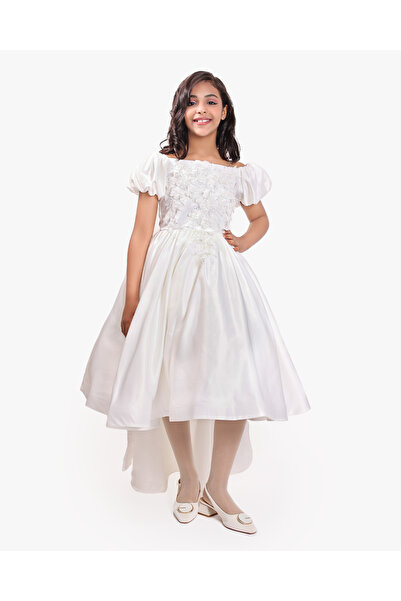 OEMS Laura's Dress - Luxurious Girls' Dress with 3D Embroidery and Fluffy Sle...