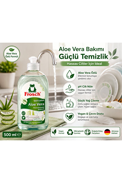 Frosch Aloe Vera Bulaşık Deterjanı 500 ml Hassas Ciltler İçin