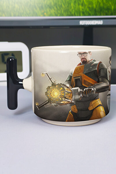 ZipZap كوب سيراميك فاخر مطبوع عليه Half Life (قطعة واحدة) بمقبض أسود خاص على ...