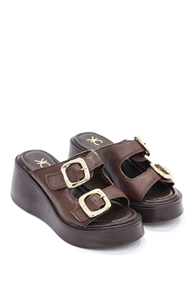 kajal ayakkabı Dl 40 Genuine Leather Adjustable Buckle Slippers