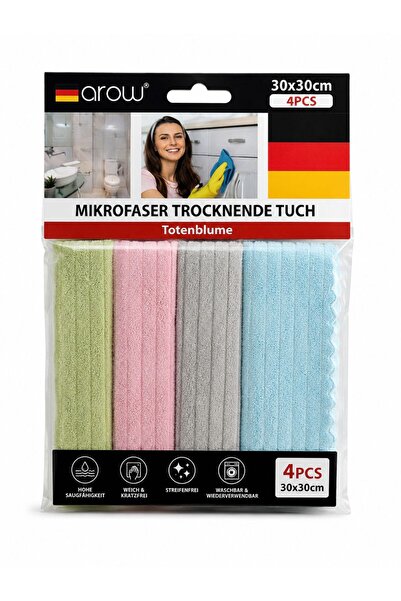 BİZ ZÜCCACİYE Biz Home 4 Pieces Microfiber Cleaning Cloth Glass&Kitchen&Car (...