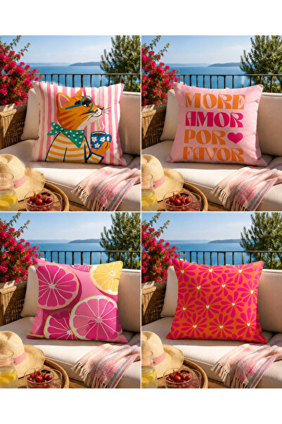 ALAMODECOR Šareni moderni dizajn, dvostrano digitalno štampani set od 4 navla...