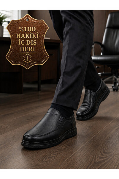 CookaShoes Men's Black Genuine Leather Orthopedic Daily Classic Dad-Office Sh...
