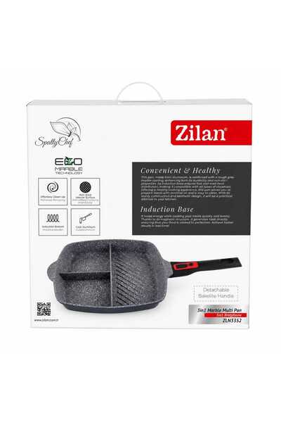 Zilan Plită grill Tigaie 3 în 1, diametru 28 cm, material aluminiu, interior ...