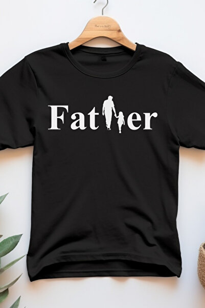 LexasUs Father Babalar Günü Baskılı Siyah Tişört %100 Organik Pamuk Bisiklet ...