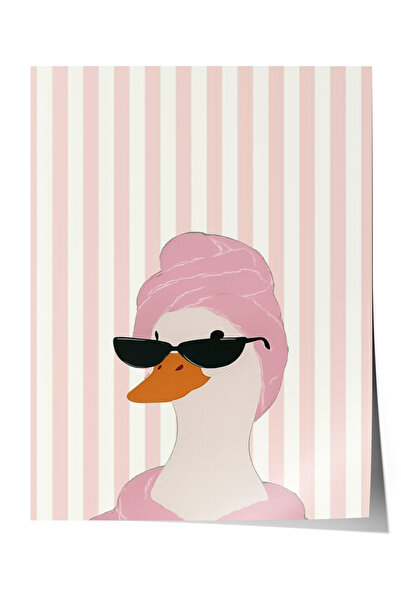 hello solaris Güneş Gözlüklü Flamingo - Çerçevesiz Poster - Hayvan Temalı Duv...