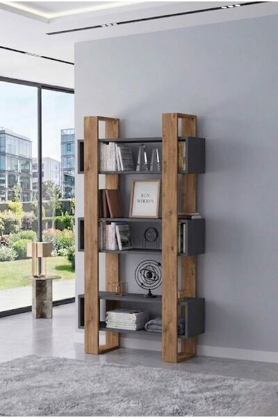 Modern Dekoratif Kitaplık - 180x80 cm Kütüphane - Çok Renk Seçenekli - Milano Model Raf