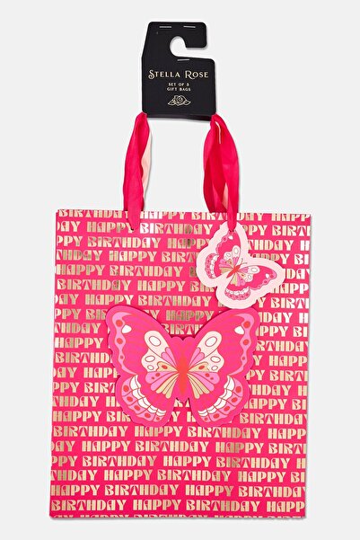 Stella Rose Set of 3 Large Allover Print Birthday Gift Bags, Multicolor