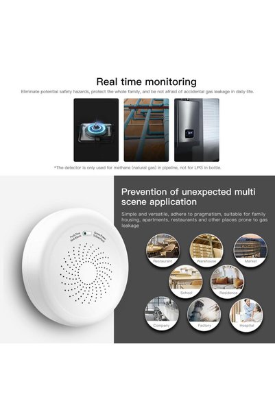 MOES Detector/Senzor inteligent de gaz ZigBee, alimentare USB, alarma sonora, 85x85x29mm