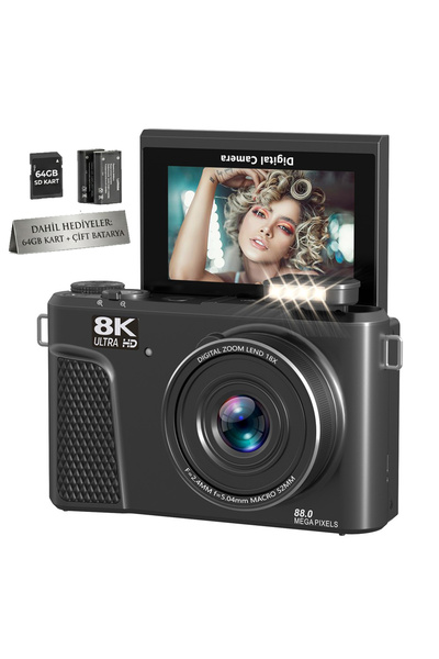 Serreha WD300-8K 88MP 8K Dijital Fotoğraf Makinesi - Vlog Kamerası 18X Zoom (...