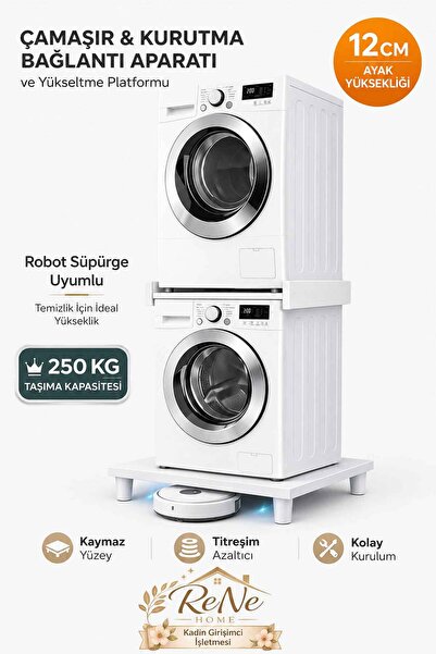 ReNe HOME Çamaşır & Kurutma Makinesi Bağlantı Aparatı Yükseltici Platform 12 ...