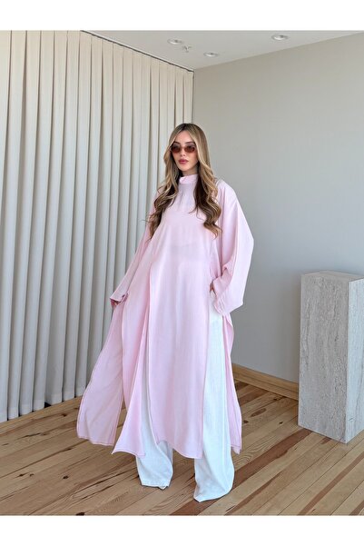 Laluvia Pink Slit Long Tunic - 8515