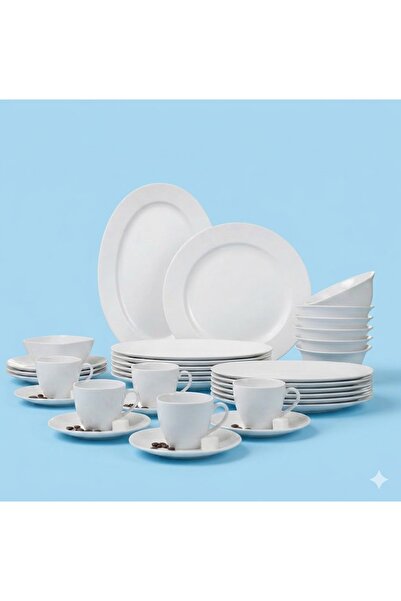 Zinora 46 Pcs Opal ware Dinner set 8 Dinner plate 8 Dessert plate 8 Soup plat...