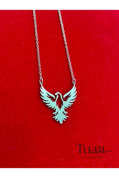 Tuan Collection Eagle Figure Steel Figure Zircon Silver Color Chain Necklace Eagle Gold Pendant