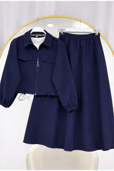MODA MT طقم تنورة نسائية مع جيوب -055